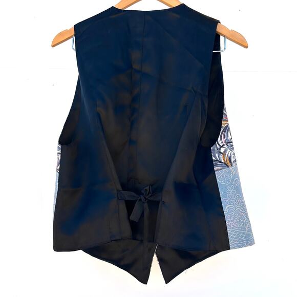 Vintage Yasuko Patchwork Vest Kimono Silk Waistcoat Small Medium Japanese - Picture 5 of 8